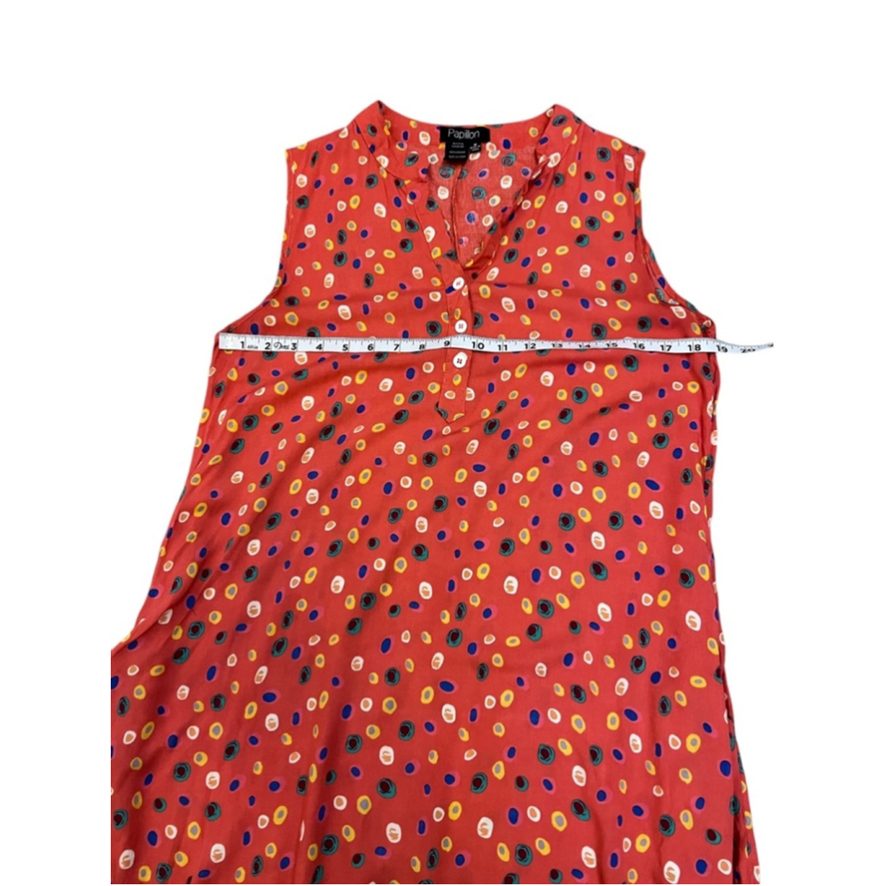 Papillon Red Multicolour Dot Print Shift Dress Women’s Medium Sleeveless - Picture 8 of 10
